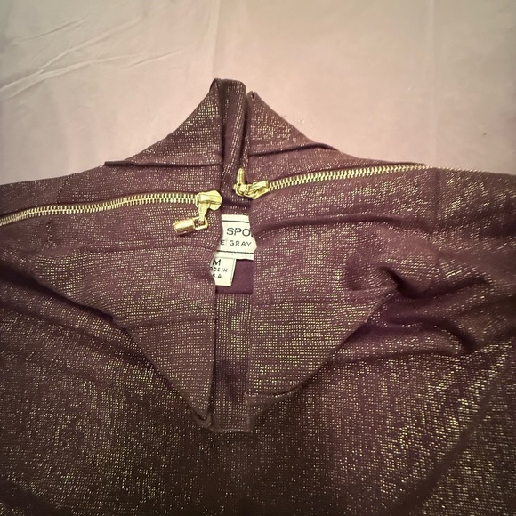 St John Brown/Gold Turtleneck Top w/ Zipper Detail Size Medium MSRP $425 - Picture 5 of 12